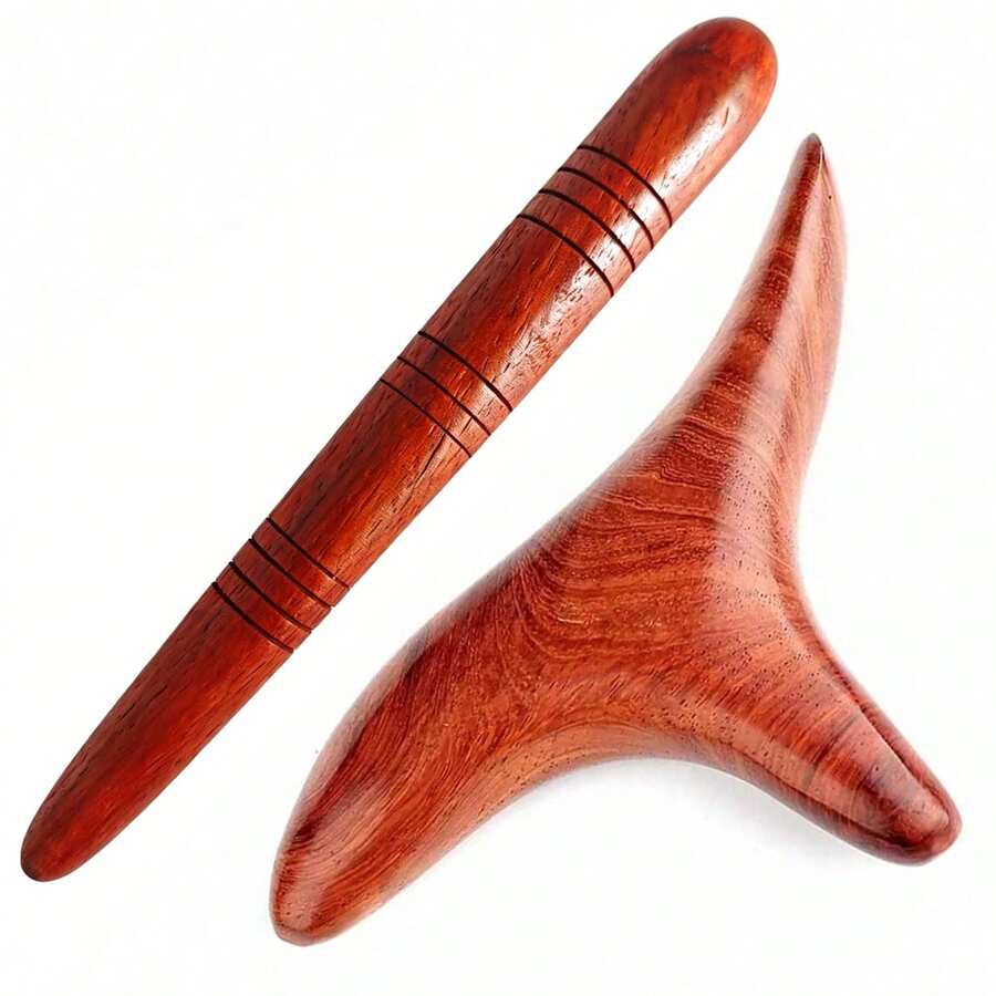 Bộ dụng cụ massage bấm huyệt bằng gỗ và bút bấm huyệt, massage thư giãn toàn thân bằng gỗ cho chân, lưng, cẳng chân (Gua Sha).