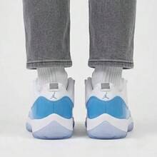 Nike Jordan Air Jordan 11 百搭舒適 耐磨 低筒 復古籃球鞋 男女同款 白藍 - 白藍 - 查看 8