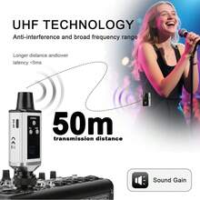 Sistema de monitoreo inalámbrico profesional LMBGM con transmisor y receptor de clip, carga USB, pantalla UHF HD, 16 frecuencias seleccionables, apto para conciertos, estudios de grabación, actuaciones en vivo, eventos al aire libre, disponible en opciones de 1 o 2 receptores - View 5