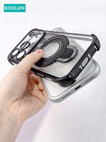 Ốp lưng điện thoại Koolife 1 chiếc bằng TPU mạ điện bóng, tích hợp chân đế, khoét lỗ camera chính xác, bảo vệ toàn thân khỏi va đập, tương thích với Apple 17/17Pro/17ProMax/17Air/16/15/14/13/12/11/7/8/7Plus/8Plus/XR/X/XS/XS MAX - màu đen - Xem 4
