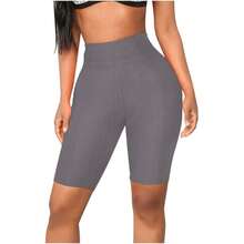 Womens Bike Yoga Shorts Elastic High Waist Shorts Fashion Leggings Sports Casual Pants Gym Elastic Workout Shorts - 玫紅色 - 查看 3