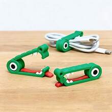 1/3pcs Funny Crocodile Shaped Cable Organizer - Cute Crocodile Holder, Made Of PLA Material Suitable For Travel, Office, Bedside - Compact Tidy Anti-Tangle Cable, Durable - Green - View 1