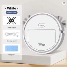 Aspiradora robot 3 en 1, barre y friega, recargable, 1 hora de duración de la batería, adecuada para pisos de madera, mármol, baldosas, alfombras, cocinas y talla grande, limpieza fácil de pisos del hogar - Negro - Ver 12