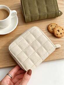 1pc Classic Rhombus Pattern Coin Purse, Square Shaped Zipper Wallet With Large Capacity Design For Easily Storing Bank Cards, ID, Coins And Keys, Retro Rhombus Embossed Craftsmanship, PU Leather Material Durable Scratch-Resistant Waterproof Anti-Dirty, Soft Smooth Touch Not Easy To Pilling And Deformation, Smooth Zipper Opening And Closing Without Jamming, Tight Zipper Closure To Prevent Falling - Multicolor - View 14