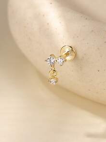 1只925纯银爪镶耳环，18K镀金耳骨/耳软骨/耳廓穿孔耳环，低过敏性首饰，适合女性和女孩日常佩戴，婚礼，派对，订婚等场合。 - 金色 - 查看 15