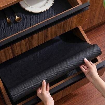 Black Shlef Liner Non-Slip Refrigerator Liners Mats Waterproof Cabinet Liner Drawer Liner, Black Diamond Pattern, EVA Material, Easy To Clean And Cut, Washable, Reusable, Spill-Proof, Suitable For Refrigerator And Kitchen Decor, Refrigerator Mat, Drawer Mat, Shoe Cabinet Mat, And Cabinet Mat