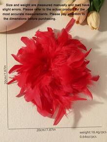 1pc Bohemian Retro Faux Crystal Feather Brooch, Exaggerated Personalized Elegant Versatile Feather Brooch/Hairpin Multi-Functional Use, Suitable For Women's Daily, Banquet, Party And Any Occasion - Red - View 4