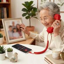 Tai nghe điện thoại kiểu cổ điển có dây Type-C dành cho điện thoại thông minh, ống nghe điện thoại kiểu vintage với chức năng cắm là dùng ngay, cuộc gọi rõ ràng, tai nghe chống bức xạ, thiết kế công thái học cho cuộc gọi di động, cuộc họp văn phòng, ý tưởng quà tặng cho cha mẹ. - Xem 5