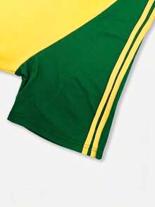 Áo thun nữ tay raglan phối màu tương phản phong cách Y2K Retro Blokecore họa tiết Brazil, kiểu dáng thường ngày mùa hè. - Màu vàng - Xem 4
