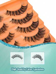 False Eyelashes 10 Pairs 3D Fluffy Wispy Faux Mink Cat Eye Effect Dramatic Lashes Eyelash Extension Makeup - Black - View 4