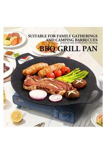 Korean BBQ Iron Plate | Smokeless Cast Iron Grill Pan With Non-Stick Coating, Suitable For Picnics, Home Cooking, And Indoor/Outdoor Grilling - Xem 8