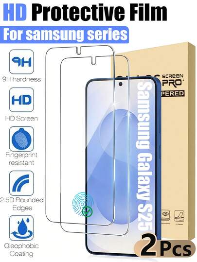 2 miếng dán màn hình cường lực cho Galaxy S25, S26, S24, S23, S21, S20 FE, S25 FE, S24 FE, S23 FE, S21 FE, S20 FE, S26 Ultra, S25 Ultra, S24 Ultra, miếng dán trong suốt.