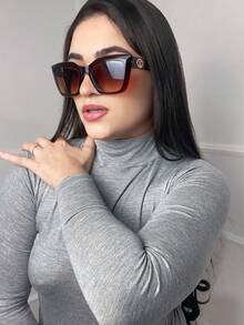 Women's Turtleneck Blouse With Long Sleeves And High Neck, Second-Skin Style, Basic Design. - Gris - Ver 3