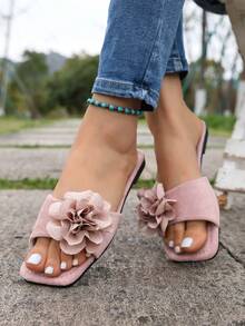 Sandalias planas de mujer con punta cuadrada y sin cordones, zapatillas de verano multifuncionales para mujer con suela antideslizante para la playa - Rosa - Ver 6
