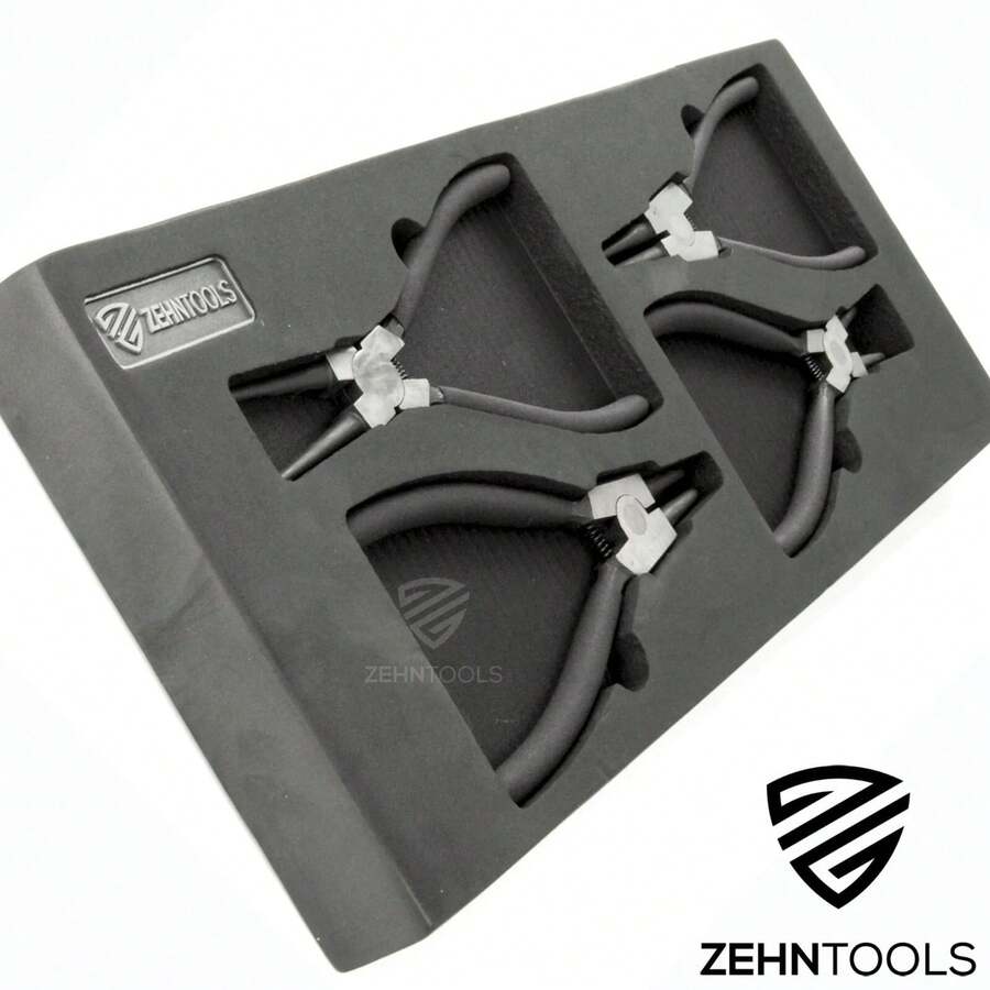 CIRCLIP PLIERS SET FOAM TOOL BOX TRAY INTERNAL EXTERNAL STRAIGHT BENT SNAP RING - A - View 1