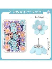 30 chiếc ghim cài hình hoa dễ thương nhiều màu sắc - Hồng, Tím, Xanh lá cây, dùng cho may vá, văn phòng phẩm - Nhiều kích cỡ và hình dạng, ghim bấm xinh xắn. - Bộ - Xem 3