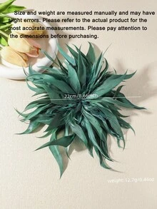 1 pieza Broche de pluma de cristal falso estilo bohemio retro, broche de pluma elegante y versátil exagerado, uso multifuncional, adecuado para uso diario, banquetes, fiestas y cualquier ocasión de mujeres - Verde - Ver 4