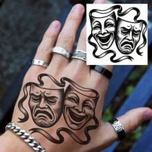 6pcs/1pc Waterproof Realistic Temporary Tattoo Stickers For Fingers, Toes, Neck, Waist, Legs, Forearms, Sleeves, Suitable For Face, Hands, Feet, Music Festival Party Makeup, Lasts 1-2 Weeks - Black - View 3