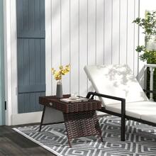 Rattan Folding Garden Table, Weatherproof, Brown, 60x41x41cm, Ideal For Balcony & Terrace - Brown - View 1