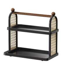 Two-Layer Modern-Style Black Plastic Cup Storage Rack With Detachable Upper Shelf, Tea Set Organizer, Draining Rack, Desktop Storage Shelf, Easy-To-Clean Organizer, Desktop Decoration, Jewelry Display Stand, Cosmetics Storage Rack, Coffee And Coffee Cup Display Stand, Suitable For All Types Of Cups. - 黑色 - 查看 9