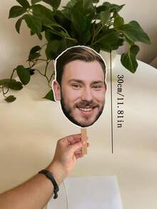 Customized Large Handheld Face Sign - Personalized Hollow Design, Printed With Groom And Bride's Face Images, Head Image Mounted On Handle - Multicolor - View 7