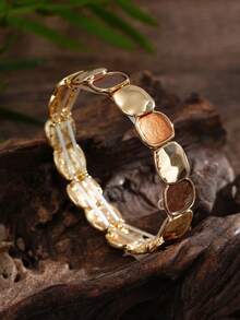 3pcs/Set Women's Fashion Bohemian Style Minimalist Khaki Geometric Necklace, Earrings And Bracelet Set, Suitable For Daily Wear, Party, Gala, Vacation, Music Festival, Beach, Mother's Day, Birthday And Other Occasions - Geometry - View 8