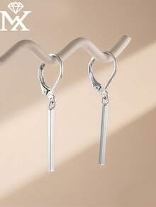 SYMFNY 1 Đôi bông tai bạc 925 nguyên chất kiểu dáng tối giản, mặt dây chuyền hình thanh và vòng chữ nhật, thiết kế độc đáo, trang sức cao cấp thanh lịch để đeo hàng ngày, quà tặng cho bạn gái, bạn thân, sinh nhật, kỷ niệm. - Bạc - Xem 3