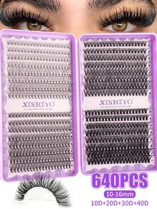 640pcs Ultra Large Capacity Natural Fluffy And Soft False Eyelashes, Single Eyelash Cluster D Durled 10-16mm Mixed Length Eyelash Cluster Suitable For Daily Use, Travel, Beginners, Weddings, Dates, Parties, And Holiday Occasions, - View 2