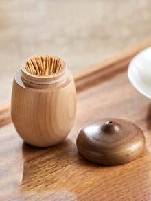 Acorn Shaped Toothpick Holder, Natural Walnut Wood Toothpicks, Wooden Toothpick Box, Creative Cute Cartoon Acorn Shaped Toothpick Container, Portable Minimalist Toothpick Storage Box - View 5