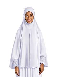 1pc Women's Solid Color Batwing Sleeve Hijab, One-Piece Prayer Robe, Loose Fit Long Sleeve Hijab, Suitable For Casual Wear, Beach, Holiday, Travel Essential - Multicolor - View 4