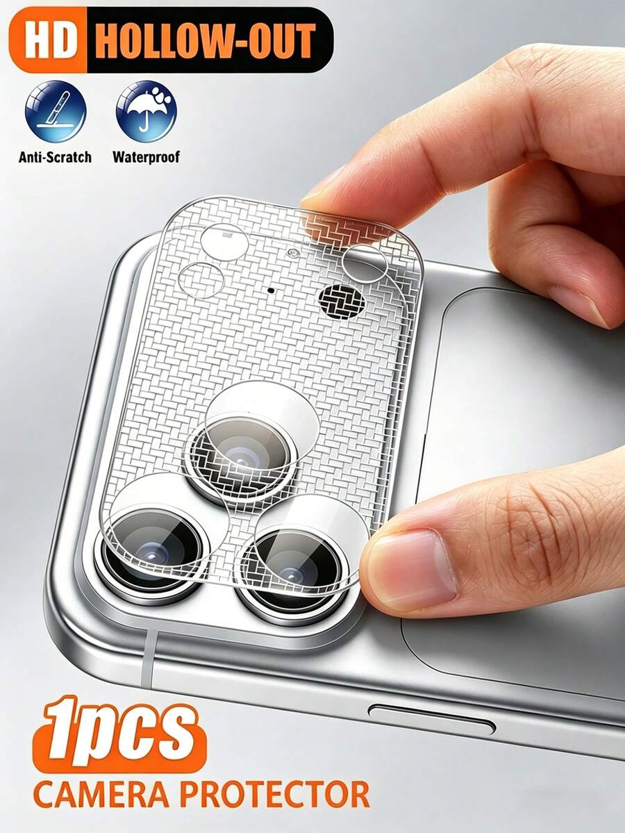 1 Gói ốp bảo vệ ống kính rỗng màu bạc, chống nước bắn và chống mài mòn, bảo vệ ống kính khỏi trầy xước và va đập hàng ngày, tương thích với iPhone 17 Pro Max/17 Pro - Bạc - Xem 1