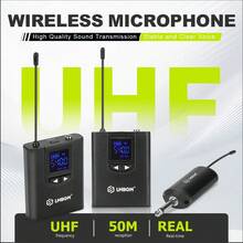 LMBGM 专业无线 UHF 麦克风系统，可选配腰包式发射器和领夹式头戴麦克风，双通道，适用于讲座、教学、会议、直播、演出、婚礼等场合。 - 查看 1