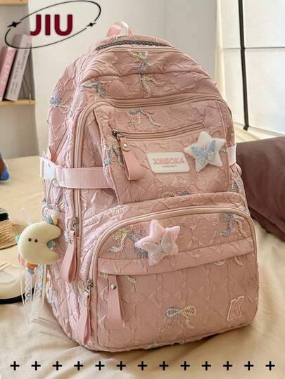 Mehrkammer-Schleifen-Nylon-Rucksack; passt für 15,6-Zoll-Laptop; leichter Studentenrucksack mit Mehrfachtaschen; Reisetasche mit großem Fassungsvermögen; Mehrzweck-Rucksack; geeignet für Studenten, Mittel-/Oberschüler, Krankenschwestern, Lehrer, Geschäftsleute, Reisen, Pendeln, Einkaufen, Büro, Dates, Wandern, Training, Arbeit und andere tägliche Nutzung; Geschenk zu Feiertagen/Geburtstag