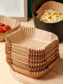 Non-Stick Air Fryer Liners - Brown Paper Sheets, Suitable For Baking, Roasting And Microwave - Easy To Clean, Healthy Cooking, Fit For Home And Commercial Kitchen, Air Fryer Accessories - Multicolor - View 2