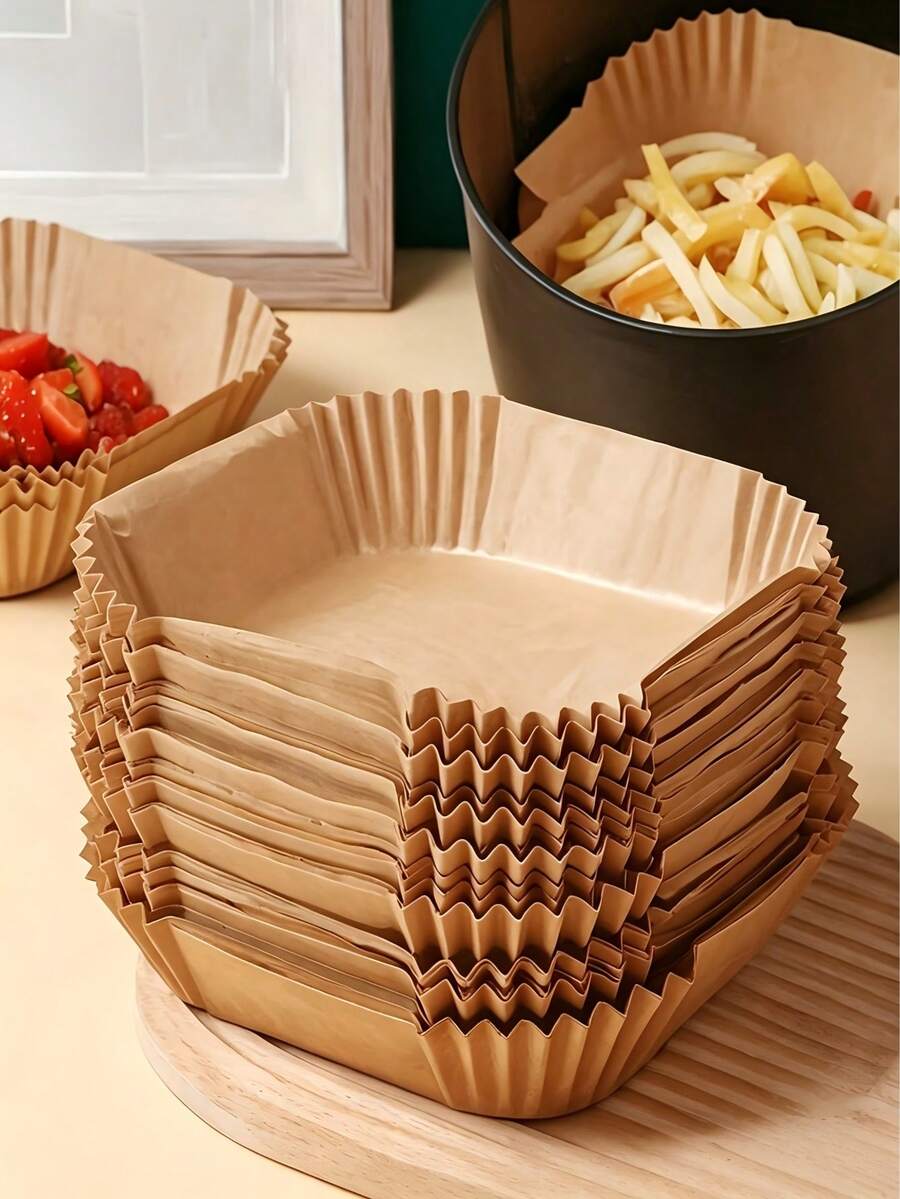 Non-Stick Air Fryer Liners - Brown Paper Sheets, Suitable For Baking, Roasting And Microwave - Easy To Clean, Healthy Cooking, Fit For Home And Commercial Kitchen, Air Fryer Accessories