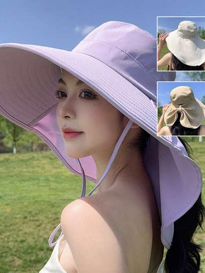 1pc Summer Detachable Top Open Sun Hat - Multifunctional Wide Brim Summer Hat, Suitable For Cycling And Outdoor Activities Sun Protection