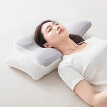 Almohada de cuello con forma de cuerno de buey de espuma de memoria con funda, almohada de cuerno de buey de buen soporte, almohada de avión, almohada de mariposa - Morado - Ver 3