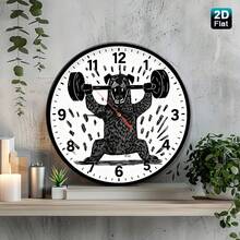 1  Black Bear Fitness Wall Clock | Fun-Style Decorative Silent Wooden Wall Clock, Battery-Powered (AA Batteries Not Included), Perfect For Kitchens, Classrooms, Offices, Homes, Schools, Apartments, Ideal Gift (2D Design),Centro De Mesa,Furniture Living Room,Stuff For Bedroom,House Deocr,Home Deocr Living Room,Cucco,Furniture - A - View 8