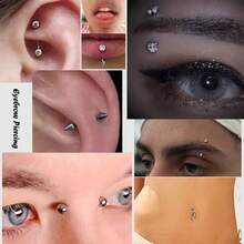 22Pcs Sets 16G Eyebrow Piercing Jewelry Rook Earrings For Women Internal Thread Curved Barbell CZ Eyebrow Rings Vertical Labret Lip Jewelry Ear Rook Stud Small Tiny Belly Button Ring 6mm/8mm/10mm - Silver - View 4
