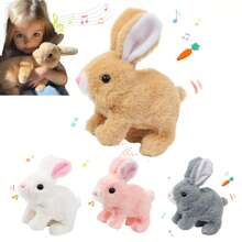 Plush Bunny Toy Interactive Realistic Walking With Sounds Ears Wiggling & Twitch Mouth Hopping Rabbit Easter Christmas Birthday Gift - 粉色 - 查看 1