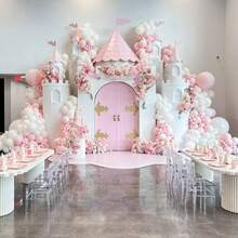 10-Inch 33pcs Pink & White Balloons, Light Pink, Cream, Transparent Latex Balloons, Suitable For Girl's Birthday Party, Bachelorette Party, Bridal Shower, Baby Shower, Etc. - Set - View 3