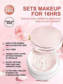 Laura Mercier 透亮散粉 提亮粉色調 #Rose（適用淺至中膚色）29g/1 Oz | 24小時控油 | 柔霧妝感 | 長效持妝 | 絲滑柔軟配方 | 不卡粉 | 無拍照反光 - 提亮玫瑰 - 查看 10