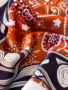 1 chiếc khăn vuông giả lụa in họa tiết hoa Paisley đơn giản, khăn bandana nam, khăn quàng cổ đa năng, chống nắng, thích hợp cho lễ hội, ngày lễ. - trái cam - Xem 3