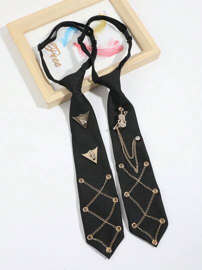1pc Unisex Fashion Rhinestone Guitar Skull Decor Tie Clip, Suitable For Daily, Party, Banquet, Performance, Dating