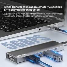 Lenovo This Type-C Docking Station To HDMI Cable Extender Features An Aluminum Alloy Casing For Rapid Heat Dissipation, Facilitating Efficient Office Work. It Supports 4K 30Hz Screen Projection, PD 100W Fast Charging, And Is Suitable For Desktop And Laptop Expansion Hubs. - View 8