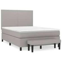 vidaXL Boxspringbett Mit Matratze Hellgrau 140x190 Cm Stoff - Grau - Übersicht 2