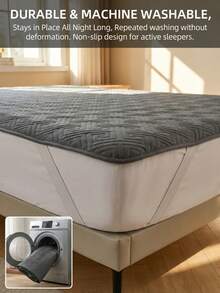 1pc Ultrasonic Quilted Waterproof Mattress Protector, With Anti-Slip Straps, Soft & Skin-Friendly, Fits Queen, King And Twin Size Beds, Soft Mattress Pad And Cover, Dust-Proof And Stain-Resistant, Machine Washable (Pillow Case Not Included) - Waterproof Diaper Pad - Dark Gray - View 4