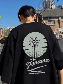 Men's New Low-Cut Long Sleeve T-Shirt With Print Pattern, Versatile And Comfortable For Fall/Winter - Black - View 1