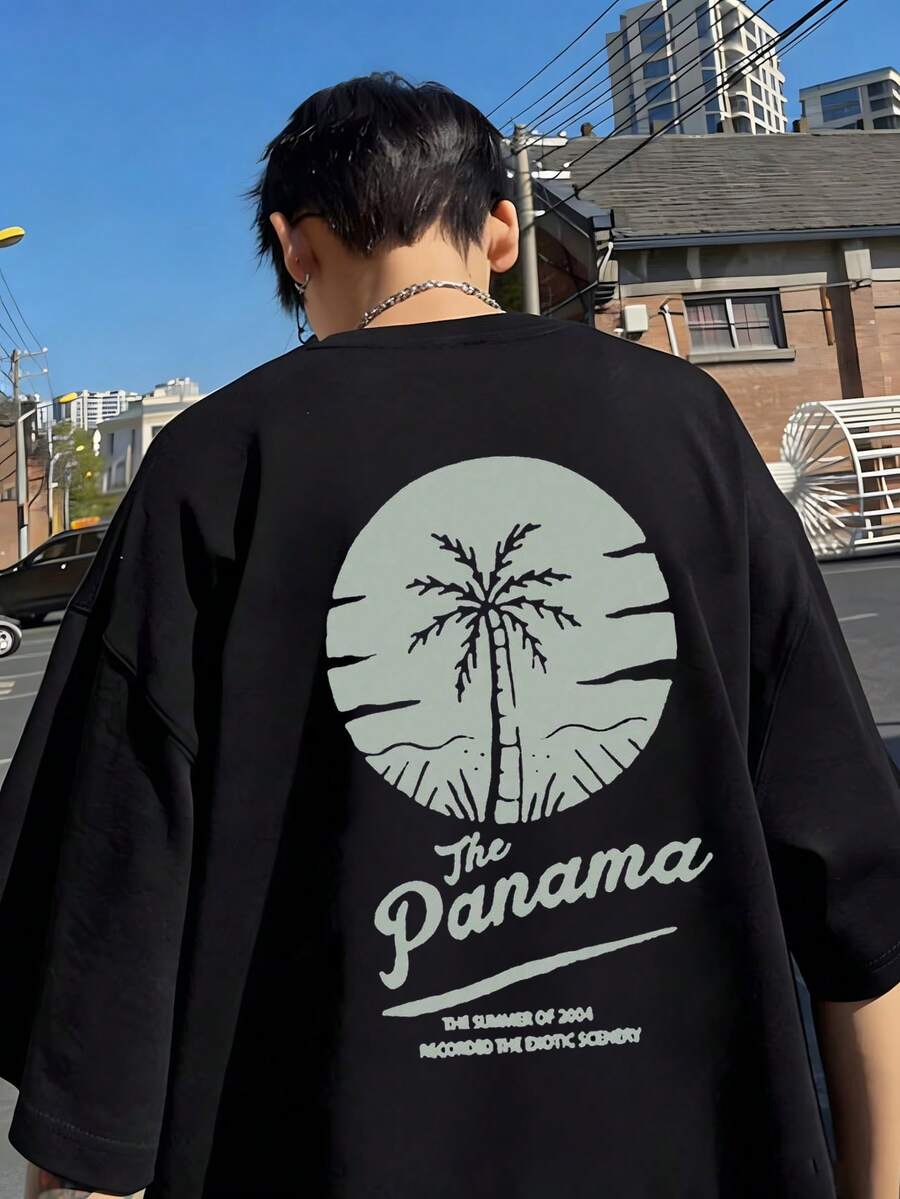 Men's New Low-Cut Long Sleeve T-Shirt With Print Pattern, Versatile And Comfortable For Fall/Winter - Black - View 1