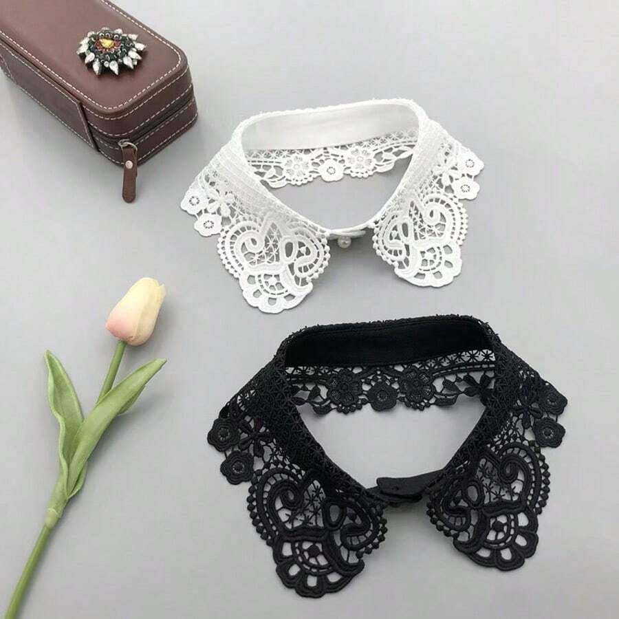 Fake Collar,Detachable Collar,Hollow-Out Fake Collar,Embroidered With A Buckle - Multicolor - View 1